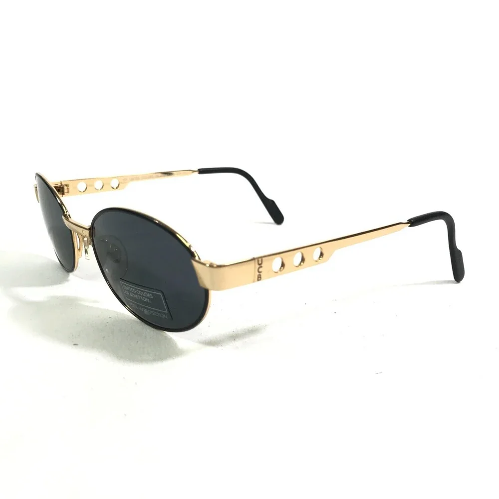 United Colors of Benetton Sunglasses BEN 203 190 Black Gold Round w/ Blue Lenses